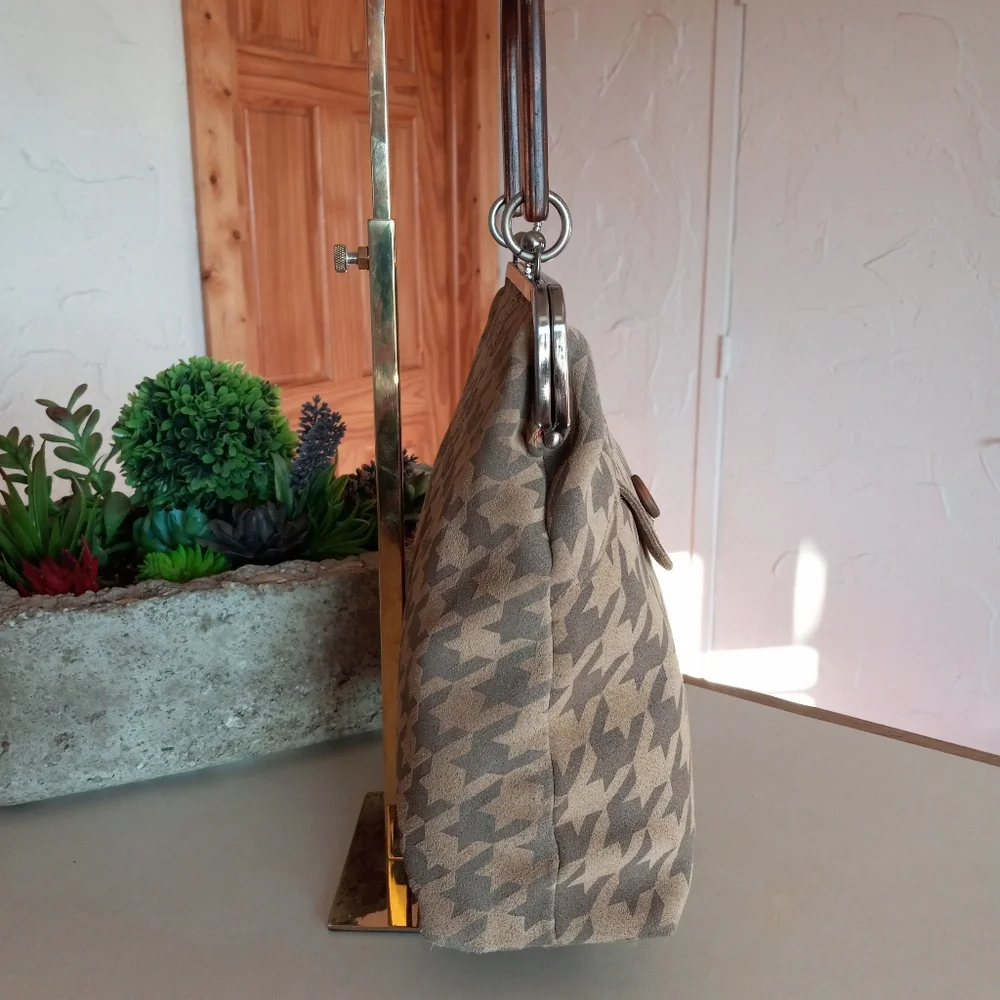 Fossil, Houndstooth, Kiss-lock Frame Satchel